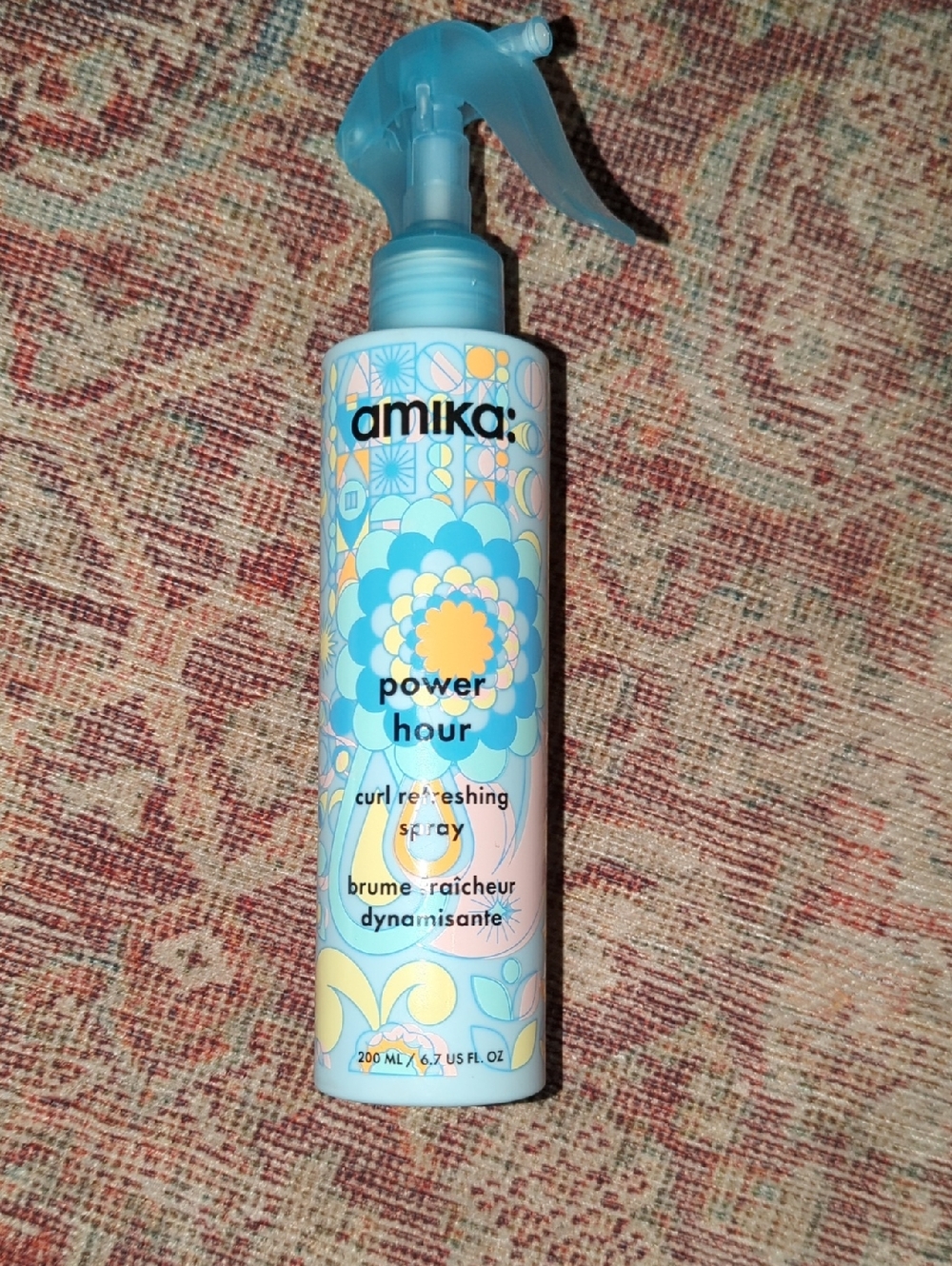amika Curl Refreshing Spray - Blue, Yellow & Peach Floral Bottle